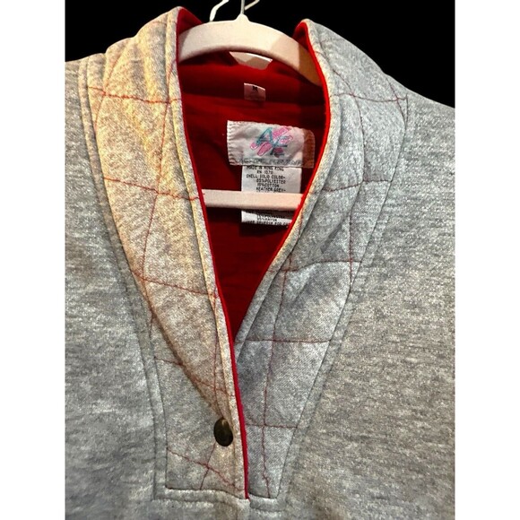 Vtg Active Elements Women's Button-Up Sweatshirt Jacket Med Gray Lined Pockets - Picture 3 of 12